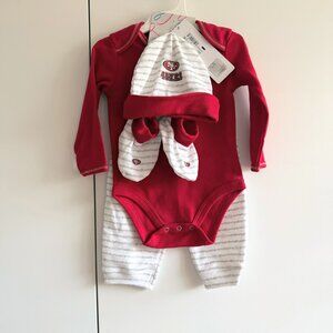 NEW NFL Baby San Francisco SF 49ers Bodysuit Pant Hat Shoes Set 6M